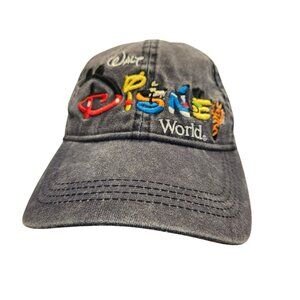 Walt Disney World Embroidered Faded blue Denim Cap Adjustable Strap Adult Size